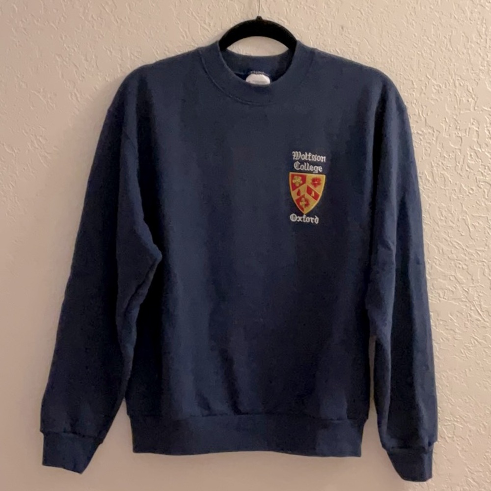 Oxford University Wolfson College Embroidered Men’s Navy Sweatshirt Size M